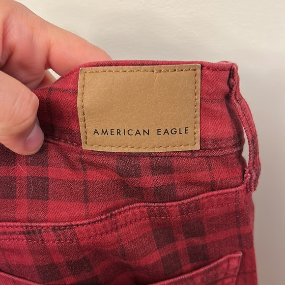 American Eagle Women’s Red Plaid Jeggings Size 2 - Picture 5 of 8